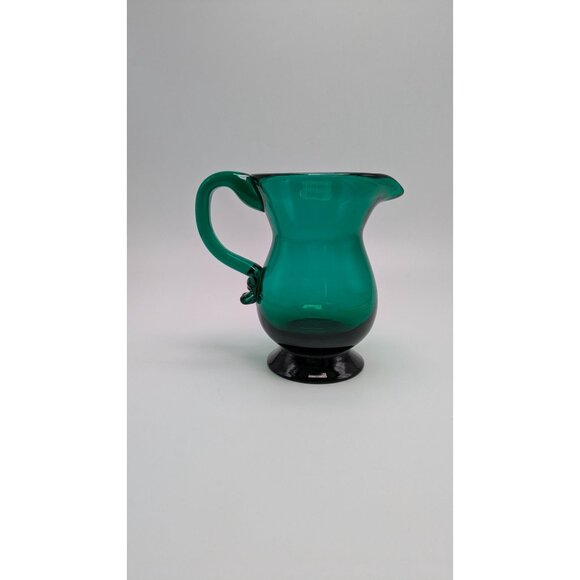 Metropolitan Museum Art Erickson Glass Saratoga Green Creamer Pitcher Vintage - Picture 6 of 9